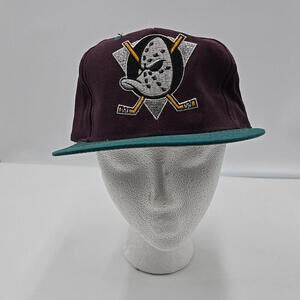 Vintage Anaheim Mighty Ducks‎ Logo 7 Snapback Rare Double Logo Hockey Hat